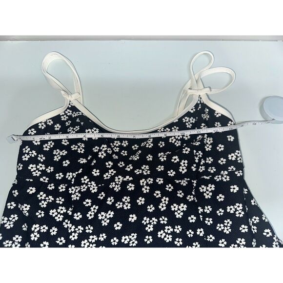 VTG Mainstream Black White Floral Skirted Swimsuit Pin Up Classic Nautical Sz 10 - Picture 3 of 13